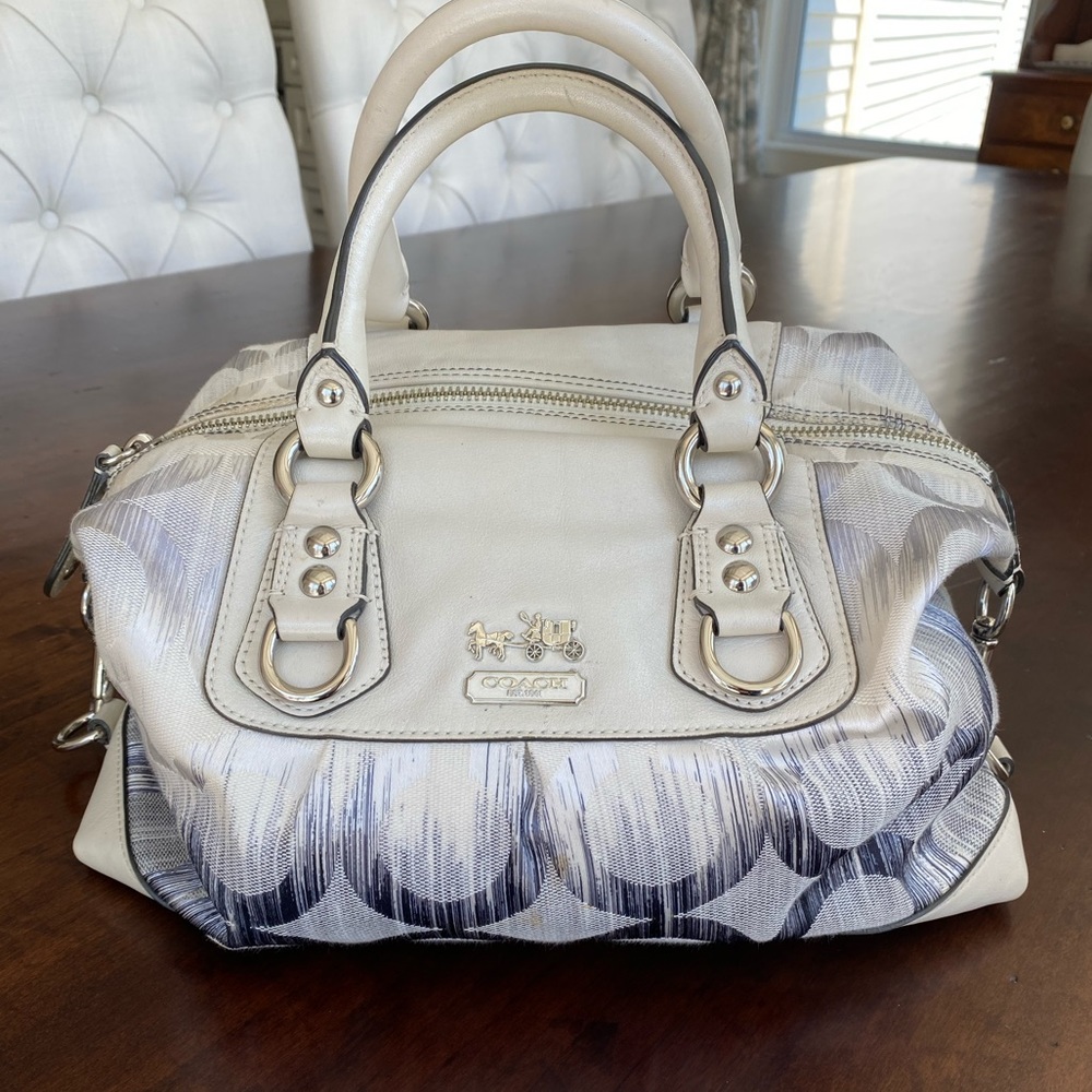 Coach Handbag Satchel Authentic Blue White